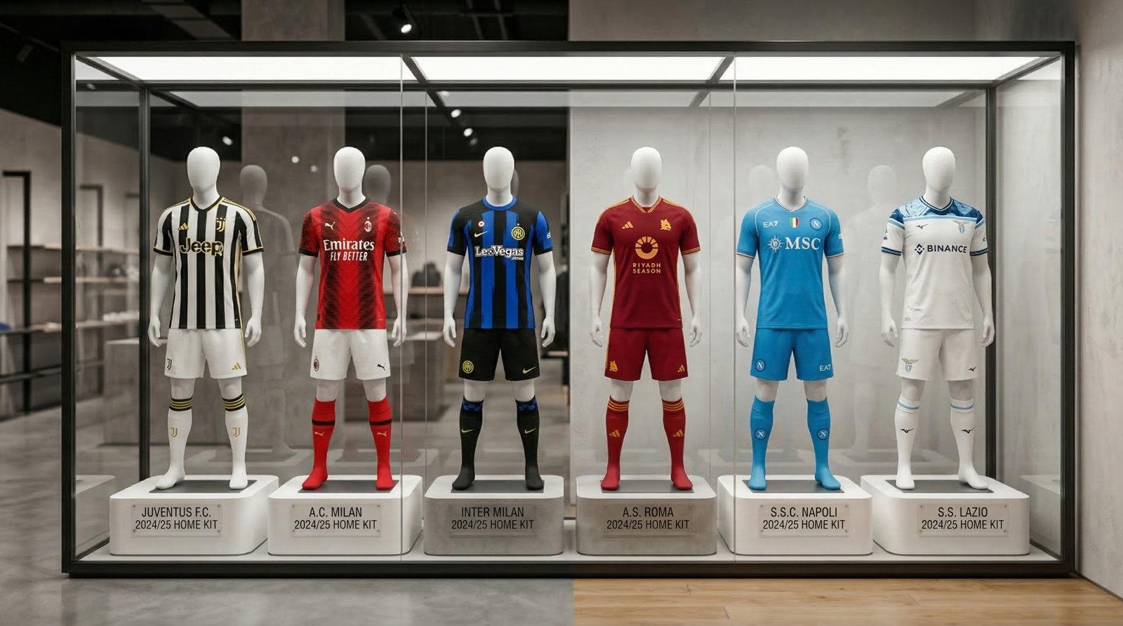 Vitrine d equipe de la ligue italienne